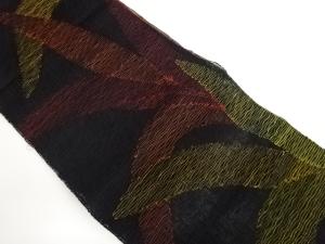 紗すくい織　草葉模様織り出し名古屋帯